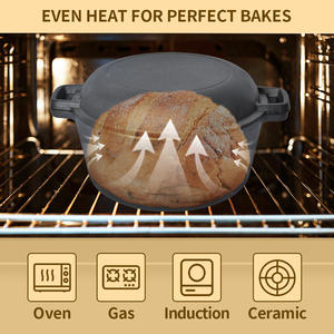 Ensemble 2-en-1 : <span class=keywords><strong>Cocotte</strong></span> en <span class=keywords><strong>fonte</strong></span> et poêle à frire, pré-culottée, ronde, pour pain - Product Image 5