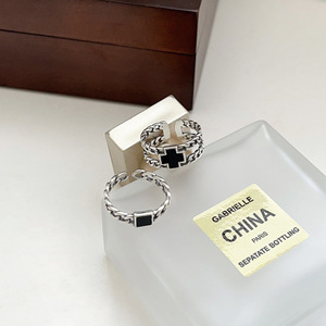 S925 Sterling <b>Silver</b> Cross <b>Ring</b> With Epoxy Resin Inlay For Women Everyday Wear - Product Image 2