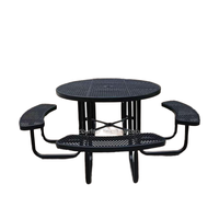 Meubles d'extérieur modernes et durables, table ronde en acier pour le camping, la pique-nique, la restauration, le parc, ensemble de table et de chaises en métal pour restaurant