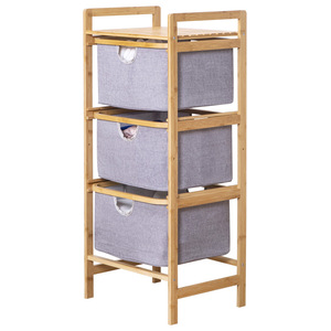 Clothing Organizer 3 Tier Bamboo Frame Fabric Drawer <b>Storage</b> <b>Box</b> For Home Wardrobe Portable Dustproof Rectangular <b>Folding</b> Basket - Product Image 5