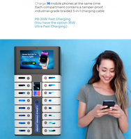 Estación de Carga Rápida para Teléfonos Móviles Y2Power MAX de 16 Compartimentos, Opcional con Soporte de Base Completa y Pantalla Superior