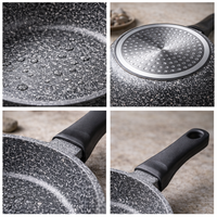 Wajan Aluminium Besar 38cm: Lapisan Batu Maifan Premium, Pembersihan Mudah, Pemanasan Merata, Anti Lengket, Peralatan Masak Tahan Lama