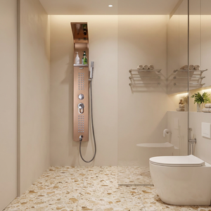 Système <span class=keywords><strong>de</strong></span> douche moderne en acier inoxydable avec pommeau <span class=keywords><strong>de</strong></span> douche pluie, douchette coulissante et robinetterie encastrée pour <span class=keywords><strong>salle</strong></span> <span class=keywords><strong>de</strong></span> <span class=keywords><strong>bain</strong></span> - Product Image 1