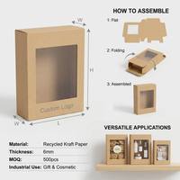 Boîte pliante en papier kraft recyclable avec fenêtre transparente pour les cadeaux et l'emballage cosmétique, boîtes durables avec logo personnalisé
