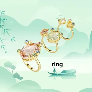 Conjunto de Joyería para Mujer 2025, Anillos Ajustables con Circonitas, Collares y Pulseras Irregulares, Diseño Exquisito y Moderno, Ideal para Regalo de Aniversario - Product Image 5