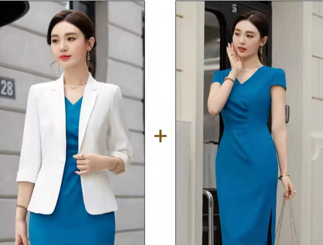 Blazer bianco + Gonna blu