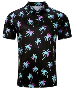 Camiseta de Golf para Hombre de Alta Calidad con Diseño de Palmeras, Manga Corta, Tejido de Poliéster, Cómoda, Transpirable y de Secado Rápido - Product Image 2