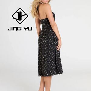 ชุดเดรสลำลองแบบผูกคอ ลายดอกไม้ คุณภาพสูงจากโรงงานผู้ผลิต (OEM)  ผ้าเรยอนวอยล์ 100%  แบบสั่งตัดได้  ความยาวปานกลาง เหมาะสำหรับงานปาร์ตี้ - Product Image 3