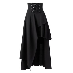 NEW TREND Womens Steampunk Gothic <strong>Black</strong> <strong>Long</strong> <strong>Skirt</strong> - Product Image 5