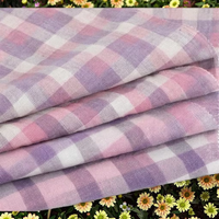 Tissu Jersey Plaid Teint en Fil Léger 100% Lin Biologique Tissé Écologique 123gsm 150CM Printemps-Été Doux pour Rideaux Garçons