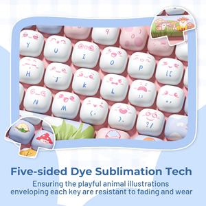 Mushroom Paradise Keycaps ronds mignons profil MOG en PBT par sublimation thermique, 138 touches roses circulaires pour claviers 61/75/87/98/104 - Product Image 2