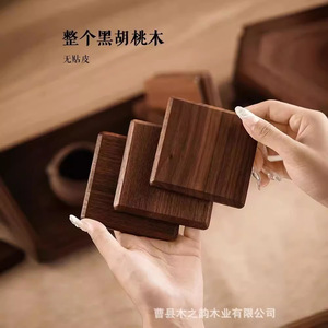 Posavasos redondo de madera maciza de nogal negro, tapete aislante del calor para ceremonia del té, mantel individual para escritorio, soporte para taza de café - Product Image 4