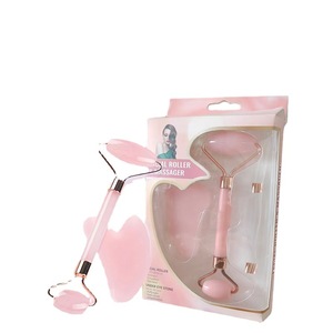 Facial Double-Headed Roller Rose Quartz Massager Metal Frame Non-Electric Gua Sha Tool For Massage And Scraping - Product Image 3