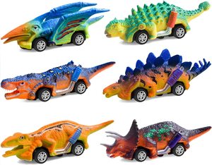 Dinosaure Pull Back Cars pour enfants 3-5-6 Pack Monster Trucks Jouets pour garçons de 2, 3, 4 et 5 ans-<span class=keywords><strong>Cadeau</strong></span> d'anniversaire parfait - Product Image 3