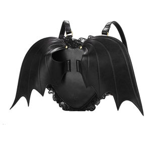 Sac à dos Lolita tendance avec décoration en dentelle, design d'ange noir, sac à dos pour femmes avec ailes de chauve-souris - Product Image 2