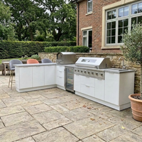 Cuisine extérieure en acier inoxydable personnalisable pour jardin, armoire de cuisine résistante à l'humidité avec îlot et barbecue à gaz