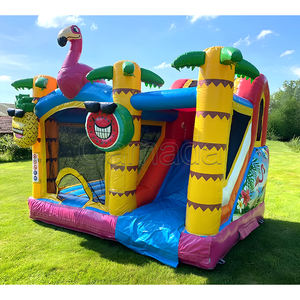 Commercial Inflatable Flamingo Theme <b>Slide</b> Bouncer Combo Bouncy <b>Slide</b> High Quality PVC Material Blower Eco-Friendly UV Protected - Product Image 2