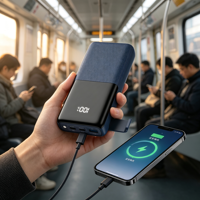 Banque d'alimentation portable P45 avec lampe torche LED intégrée, 20000 mAh, charge rapide PD 45W, double port USB-C et USB-A, chargeur d'urgence