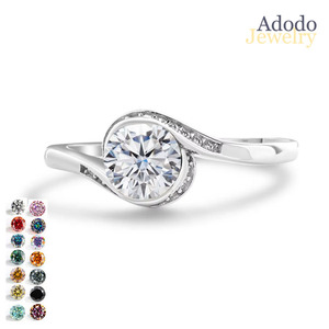 <span class=keywords><strong>Anello</strong></span> Moissanite 1CT Colore D VVS <span class=keywords><strong>con</strong></span> Certificato GRA, Carta Nera, Gioielli in <span class=keywords><strong>Argento</strong></span> Sterling S925, Commercio Transfrontaliero - Product Image 1