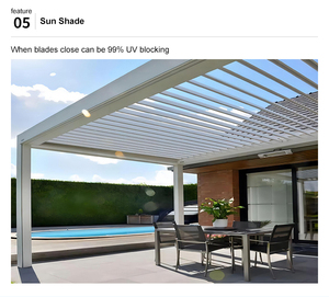Pergola bioclimatique modulaire en aluminium avec lames orientables pour travaux de rénovation de rues commerciales et utilisation en jardinage - Product Image 6
