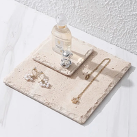 Plateau en marbre SAIDKOCC pour bijoux, nourriture et articles quotidiens, sculpture en pierre irrégulière, adapté pour le rangement à domicile, plateau de coiffeuse