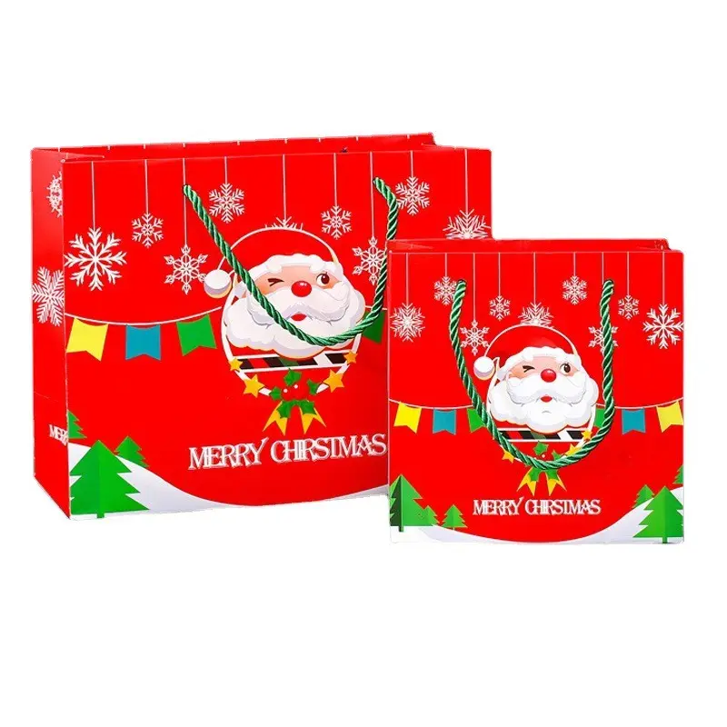 Оптовая продажа, Рождественский бумажный мешок, Красный Портативный подарочный пакет