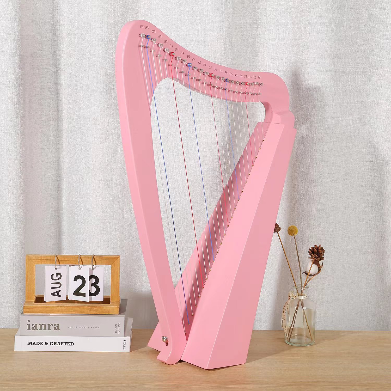 Harpe 23 cordes rose (grand coffret cadeau)