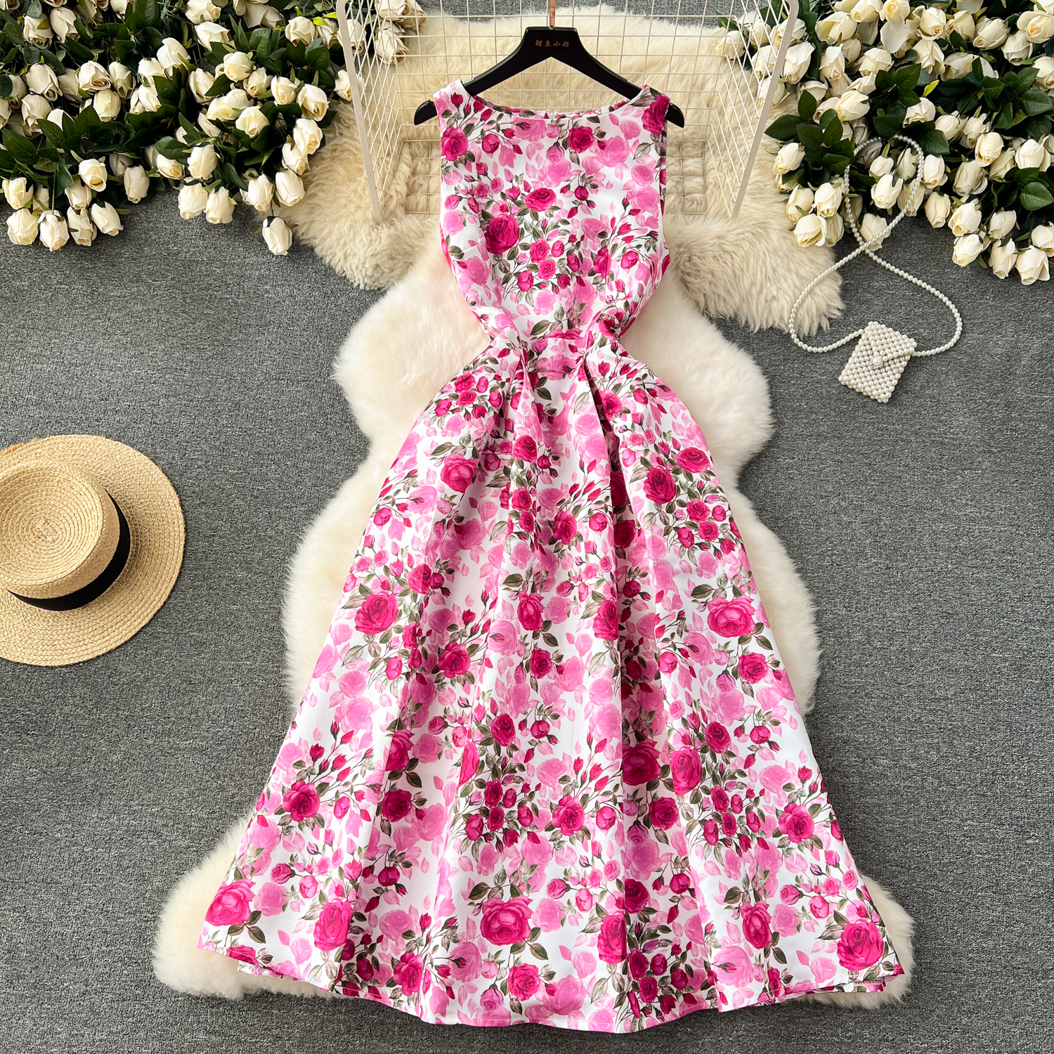 Vintage Fit and Flare Dress Elegant Women's Clothing