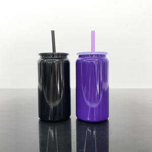 Entrepôt américain Halloween Noir Violet Sublimation Gobelet à double paroi isolé sous vide en acier inoxydable 16oz pour canette de bière - Product Image 4