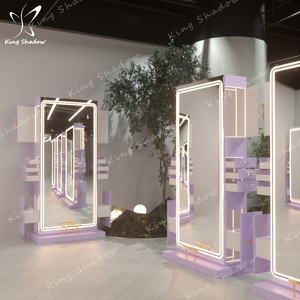 Miroir de salon <span class=keywords><strong>double</strong></span> face Tiroirs en bois de couleur pour dames Meubles de salon de coiffure - Product Image 2