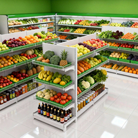 Étagères de supermarché pour fruits et légumes en gros d'usine, étagères de gondole pour fruits et légumes, support de présentation pour le stockage des fruits et légumes