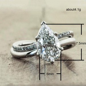 Anello di Moda con Zircone a Forma di Pera, Elegante Gioiello per Matrimonio e Fidanzamento, per Uso Quotidiano Femminile, Stile Moderno - Product Image 2