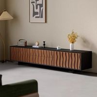 Meuble TV vintage français rétro en bois d'ingénierie noir KMJ avec support de télévision au sol pour salon