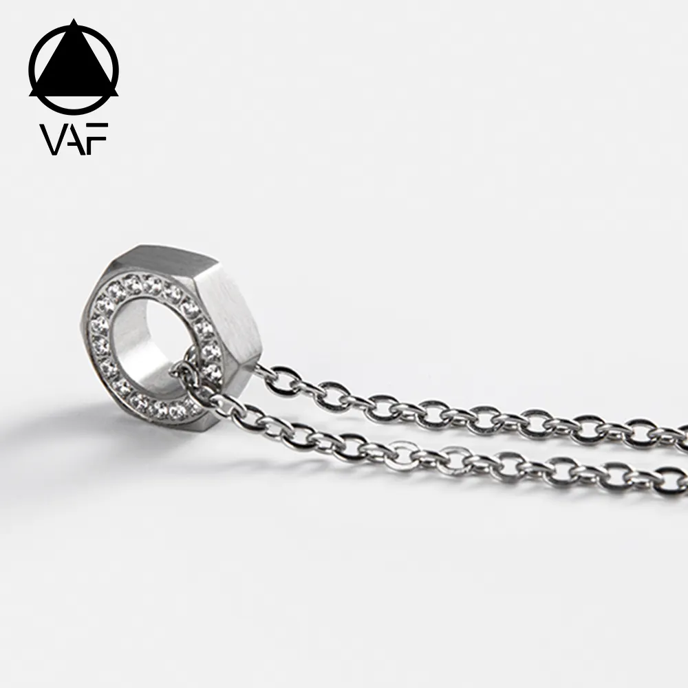 Vevaf — collier avec pendentif en Zircon incrusté, 60 + 6CM, écrou en acier inoxydable