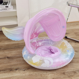 Mermaid Style Inflatable Swimming Ring With Sunshade For Babies 1-4 Years Old Pool Water Park Use - Product Image 2