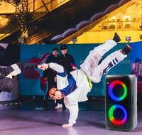 Altavoz Inalámbrico Portátil BT 5.0 con Micrófono, Doble Subwoofer, Bajos Potentes, Batería de 3600mAh, Luces LED de Colores para Computadora