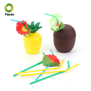 Nhiệt đới dứa dừa hình nhựa uống cup với rơm tái sử dụng chai nước giải khát mới lạ bên nước container - Product Image 5