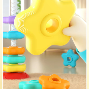 Jouet d'empilage éducatif pour enfants, tour de jeu arc-en-ciel, anneaux colorés en plastique ABS écologique - Product Image 4