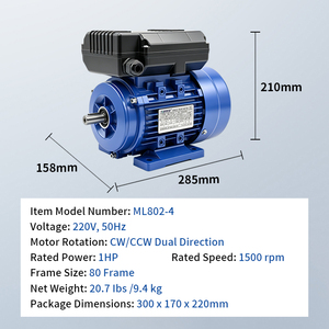 ML Series Dual Capacitor Start and Run Single Phase Ac Induction Motor with Aluminium Housing Copper Wire - Product Image 5
