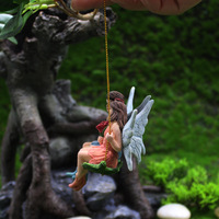 Petit couple de fées d'extérieur DD4084 figurines de fées miniatures en résine balançoire décor accessoires de jardin suspendus et fées cadeaux