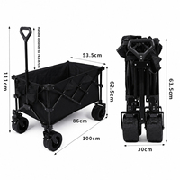 Chariot de camping pliable en acier pour l'extérieur, grande capacité, portable, pour pique-nique, utilitaire, chariot de plage, robuste, pour le shopping