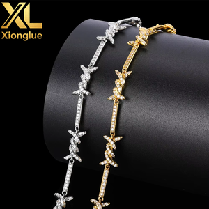 Crystal Thorns Cuban Chain Necklaces <b>for</b> <b>Men</b> Jewelry Hip Hop Spiked Cuban Chain Twist Thorns Barbed Wire Rope Knot Necklace - Product Image 4