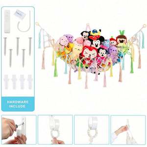 Hamac mural en filet pour animaux en peluche, hamac pour jouets en peluche, organisateur de jouets géant, filet de rangement pour jouets en peluche, filet d'angle pour jouets en peluche - Product Image 4
