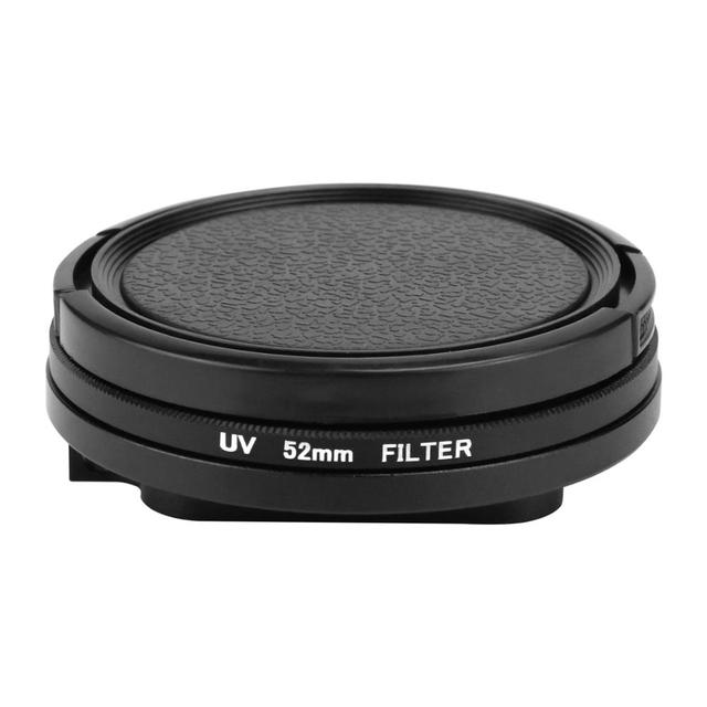 SHOOT Professional 52mm Aluminum UV Filter with Lens Cover and Adapter for 5 Waterproof Case (Black)-Portable