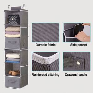 Organizador de Armario Colgante con 6 Estantes Plegables de Tela No Tejida, Ahorra Espacio, Fácil de Usar, para Suéteres, Ropa, Bolsos y Zapatos - Product Image 3