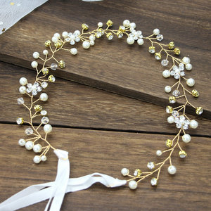 Qushine Beads <strong>Hair</strong> Jewelry Pearl Crystal Leaf Bride Tiaras <strong>Wedding</strong> <strong>Hair</strong> <strong>Band</strong> Accessories - Product Image 1