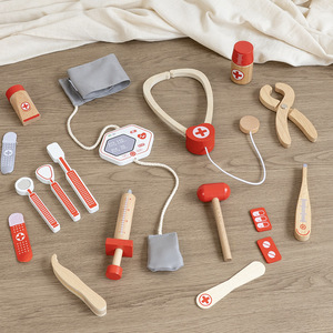 Ensemble de jeu de simulation de <span class=keywords><strong>docteur</strong></span> <span class=keywords><strong>en</strong></span> <span class=keywords><strong>bois</strong></span> pour enfants, outils médicaux éducatifs, jouets de jeu de rôle - Product Image 5