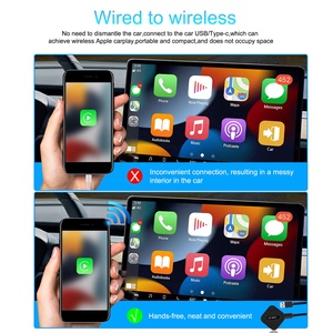 (Stock UE) Boîtier CarPlay AI Podofo, Module externe pour autoradio filaire vers sans fil, Adaptateur CarPlay sans fil, Câble A/C vers C, Plug & <span class=keywords><strong>Play</strong></span> - Product Image 3