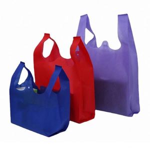 Bolsa de Camiseta Plegable Personalizada con Logotipo, Económica, Tipo D W U, Multicolor, Reutilizable, de Tela No Tejida, para Compras - Product Image 2