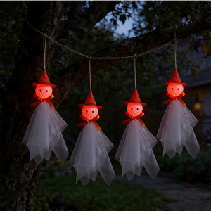 Adornos Colgantes de Fantasmas y <span class=keywords><strong>Brujas</strong></span> de Tul para Halloween, Decoraciones Espeluznantes con Sombreros de Bruja para Puerta Principal, Jardín y Suministros Festivos - Product Image 1